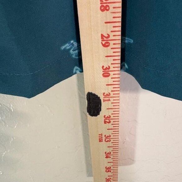 Retro Rifle Shirt Mens Large Teal Glocktopus Short Sleeve Button Up Stretch - Picture 7 of 7